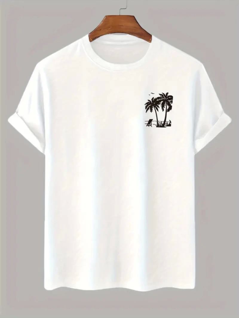 Baskılı Oversize Bisiklet Yaka T-shirt - Beyaz