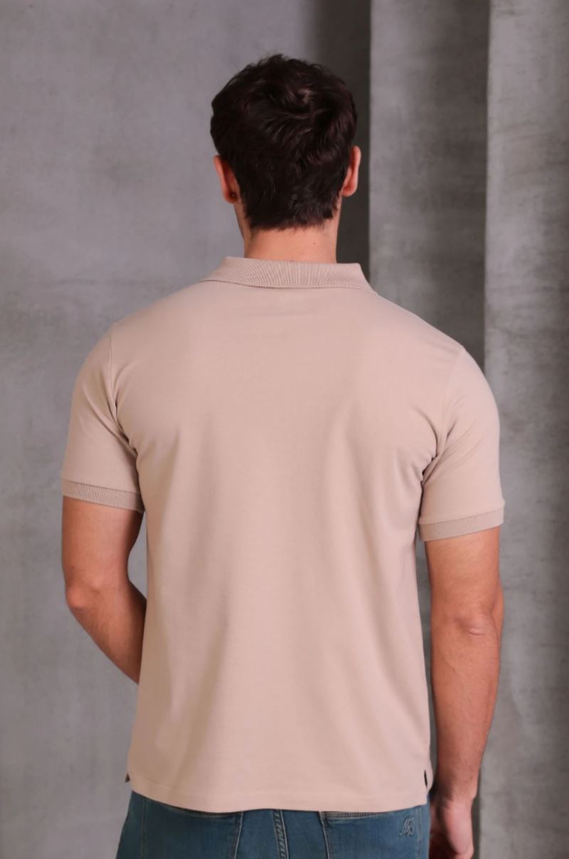 Erkek Slim Fit Pamuklu Yumuşak Doku Nefes Alan Kumaş Yakalı Tişört