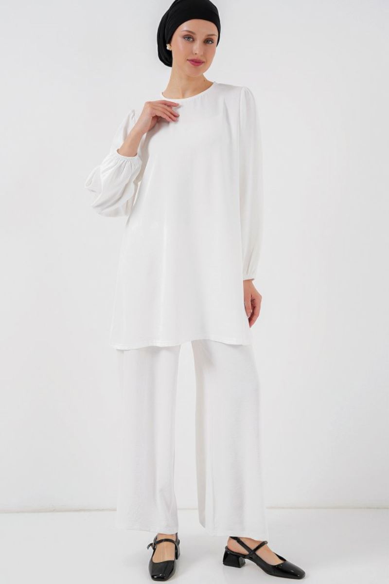 Ayrobin Tunik Pantolon Alt Üst Takım 6712 - Beyaz