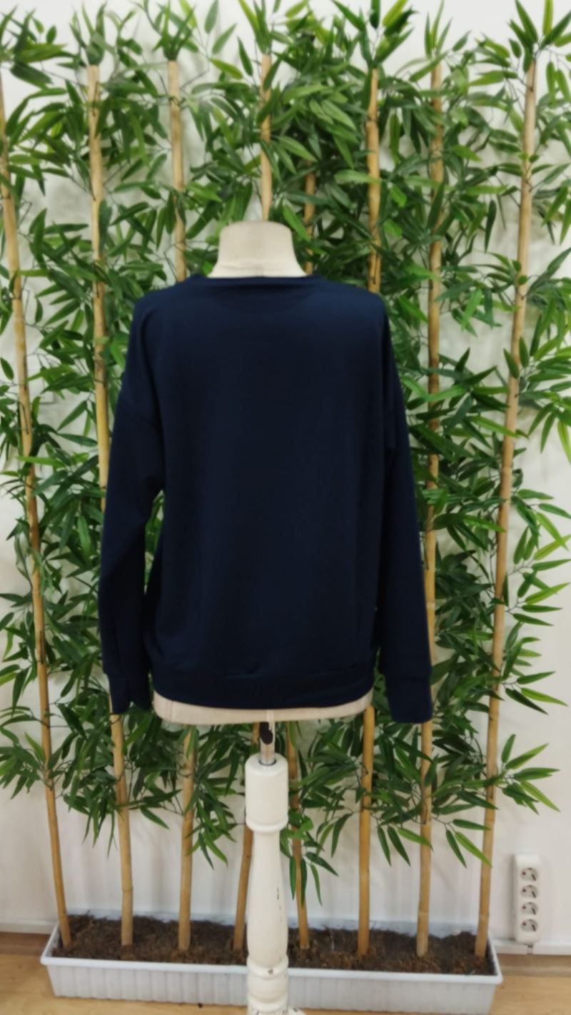 Kadın Yılbaşı özel Uzun Kollu Bisiklet Yaka Desenli Viskon Iki Iplik Bluz