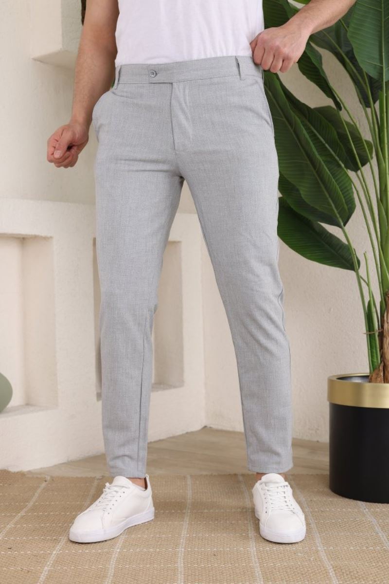 Erkek Slim Fit Likralı Bilek Boy Dilli Kumaş Pantolon