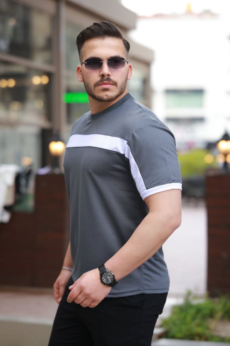 Erkek şerit Detaylı Kısa Kollu T-shirt