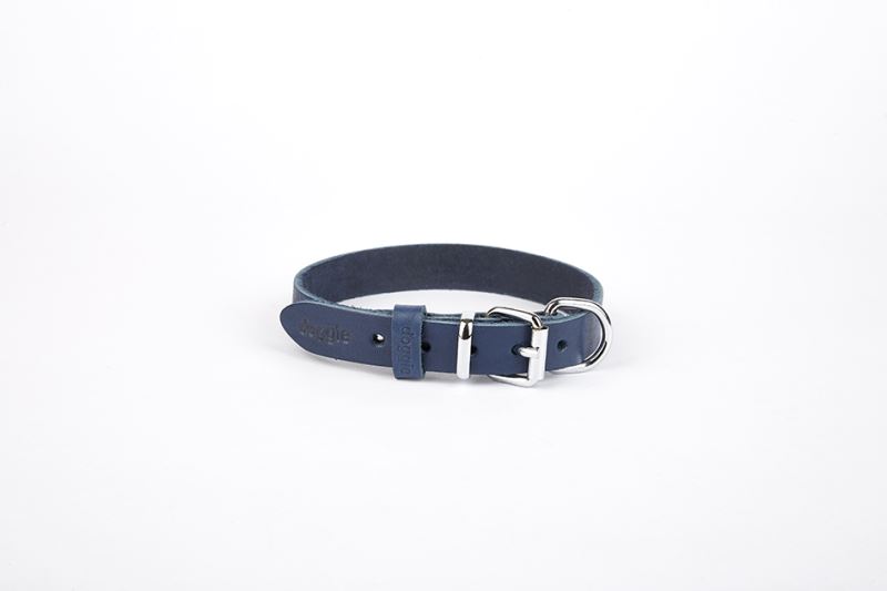 Doggie Deri El Yapımı Köpek Boyun Tasması 2x30-35 cm Mavi