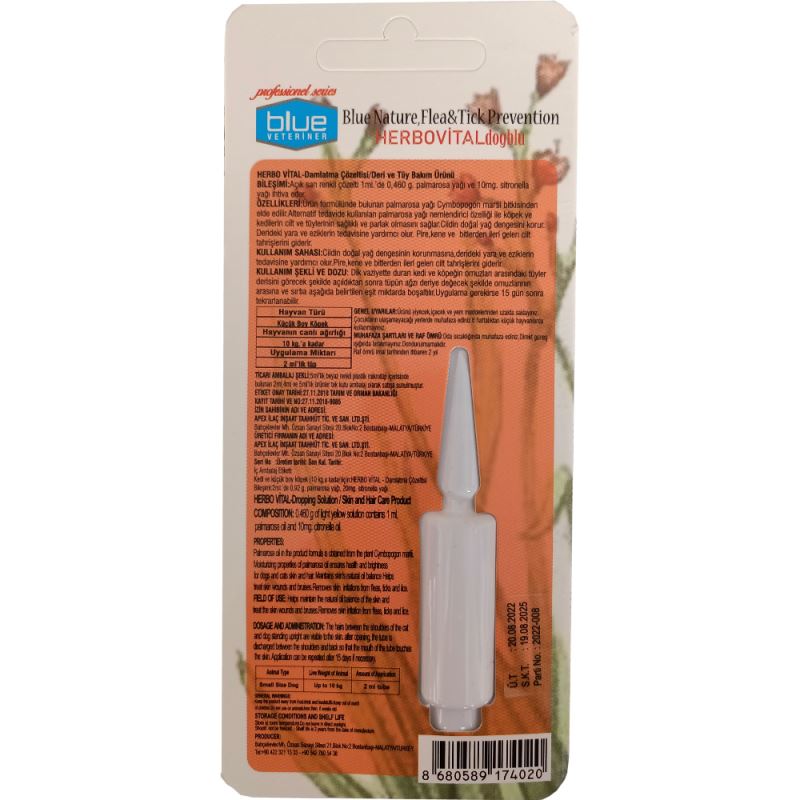 Blue Veteriner Herbiovital Bitkisel Köpek Damlası 2 ml ( 1-10 kg )
