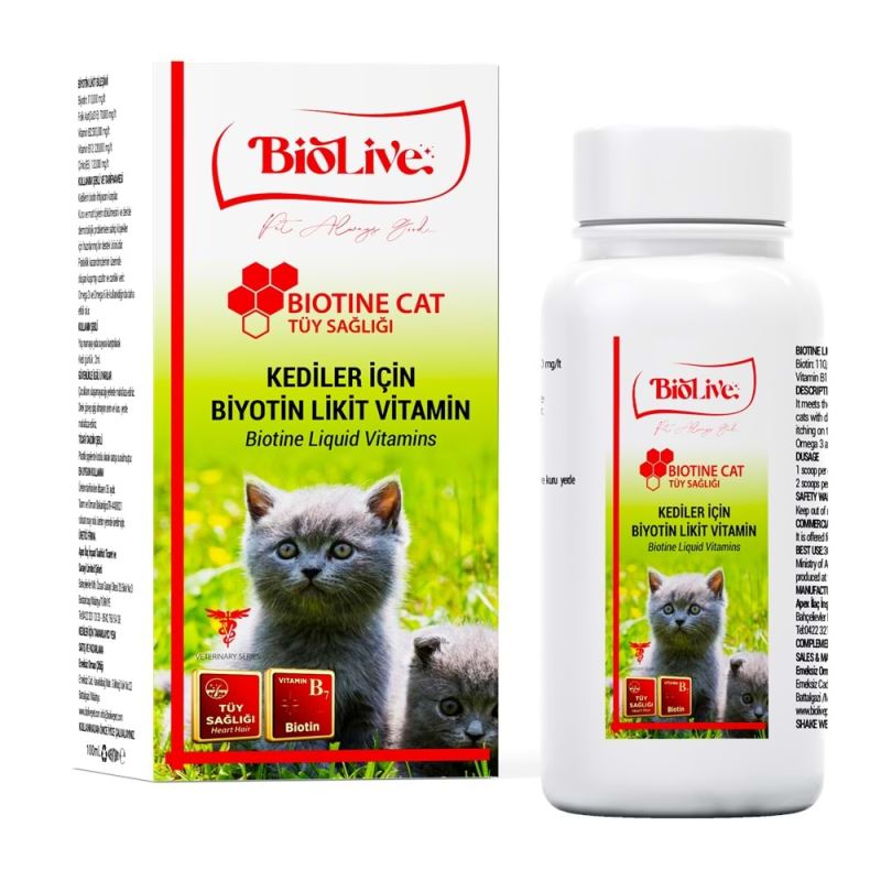 Biolive Kediler İçin Biotine Tüy Sağlığı Likit Vitamin 100ml