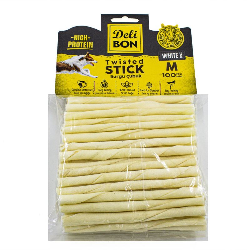 Delibon Deri Kalın Burgu Çubuk 100 Adet Beyaz