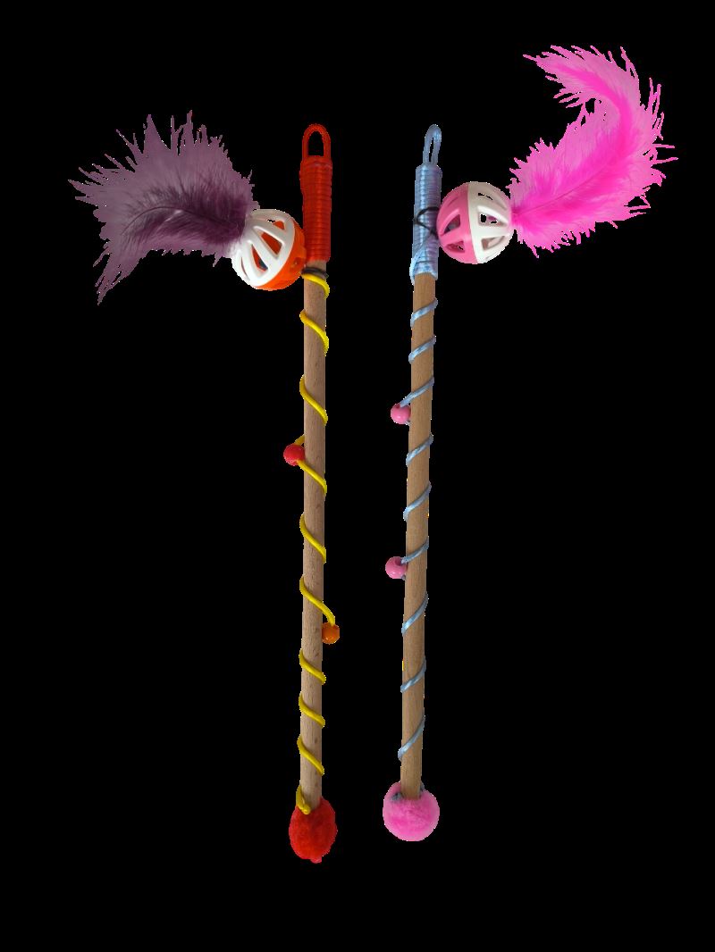 Sesli Toplu Tüylü Kedi Oltası 40-50 cm Renkli