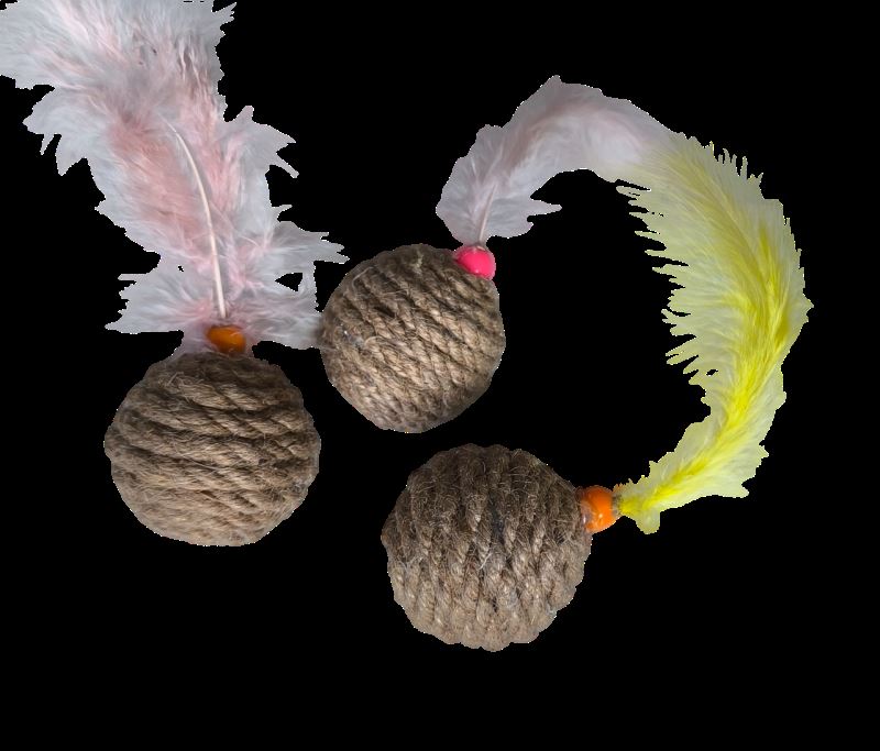 Jut Halat Örgü Kedi Oyun Topu 5 cm