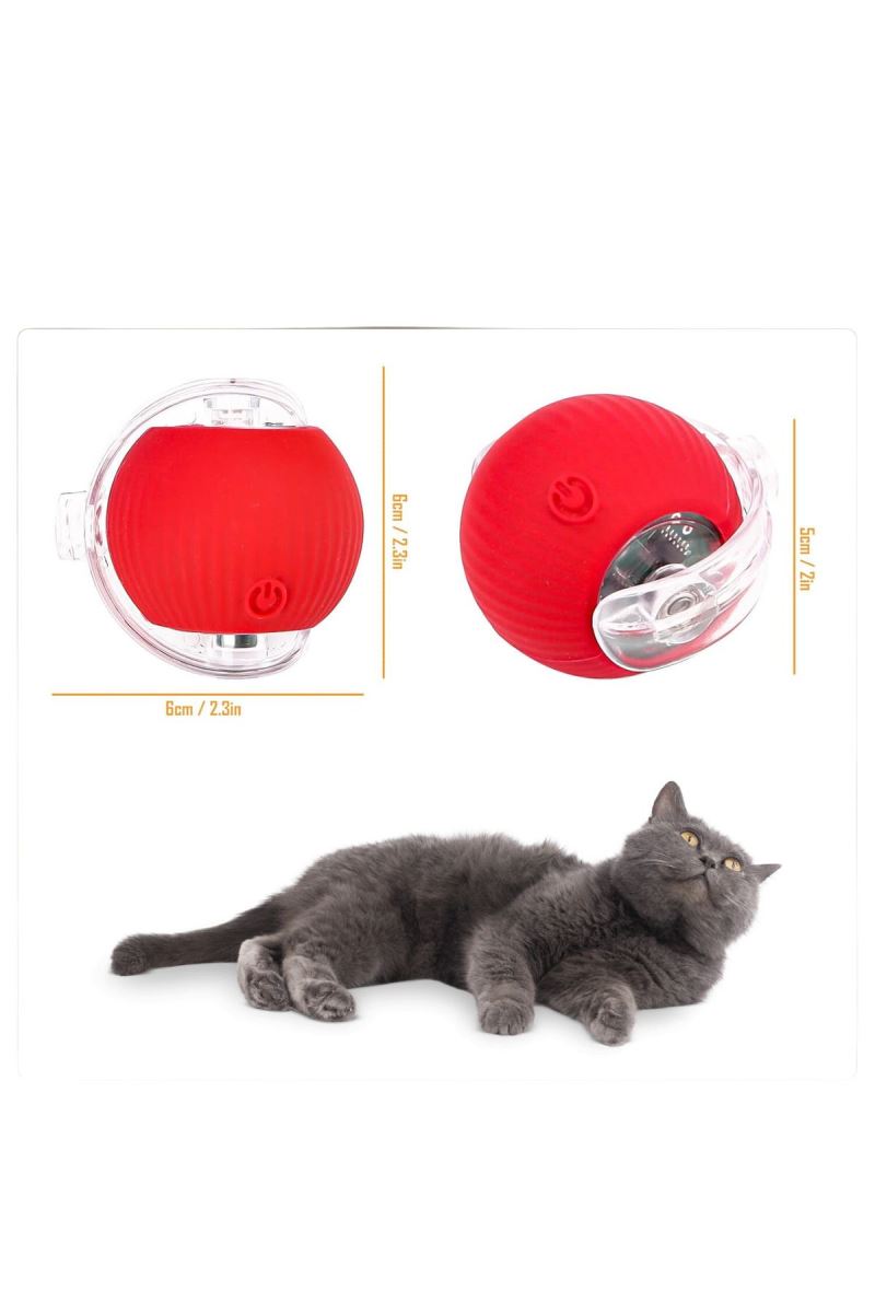 Hareketli Şarjlı Işıklı 360 Derece Dönen Akıllı Oyun Topu Kuyruklu İnteraktif Kedi Köpek Oyun Topu