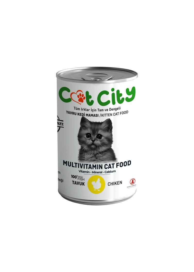 Az Tahıllı Tavuk Etli Yavru Kedi Konserve Yaş Mama 400 gr ( 3 Adet )