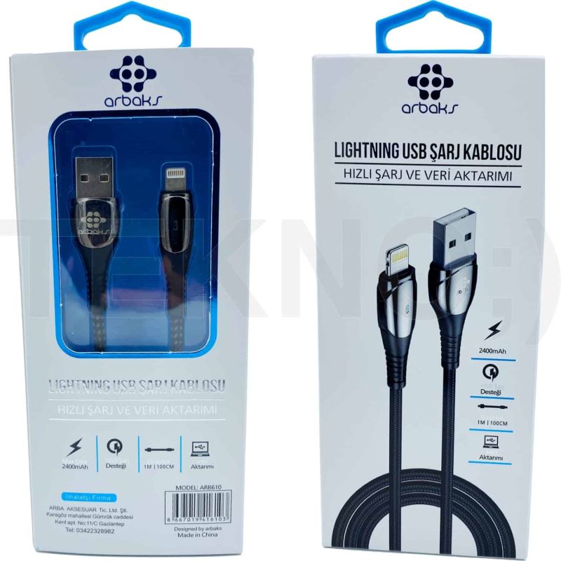 (İphone) Metal Hızlı Şarj Ve Veri Aktarımı Arbaks ARB610