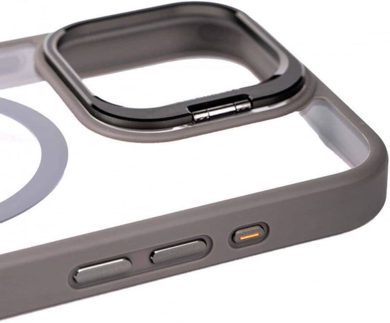 IP 11 Pro - Siyah Kılıf Kamera Lens Korumalı Standlı Lensli Kapak