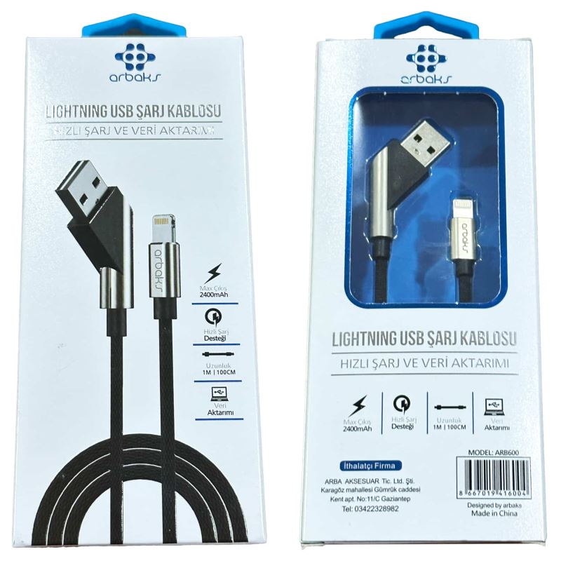 (İphone) Metal Hızlı Şarj Ve Veri Aktarımı Arbaks ARB600