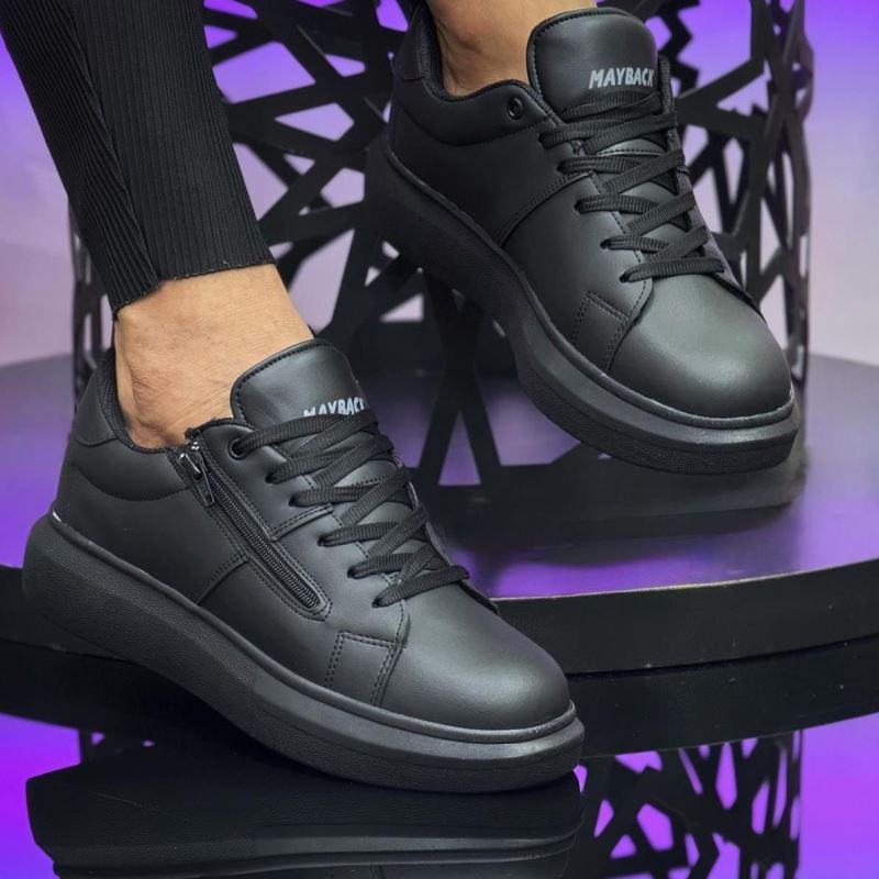 mayback spor erkek yandan fermuarlı siyah ayakkabı 